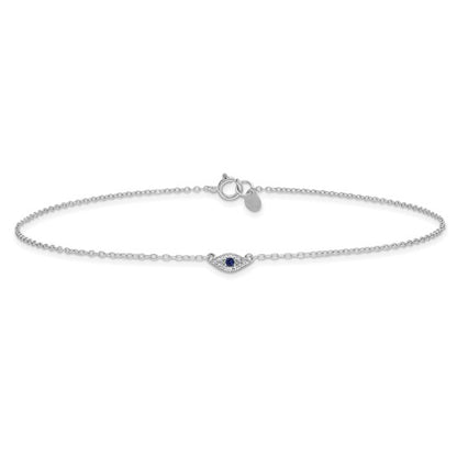 Sterling Silver Rhodium-Plated CZ Eye Anklet