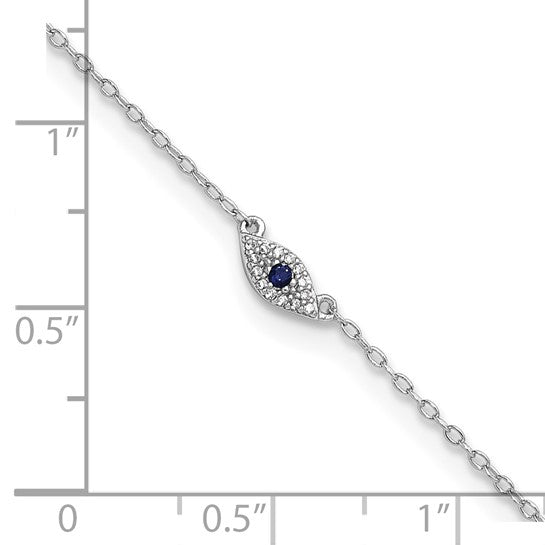 Sterling Silver Rhodium-Plated CZ Eye Anklet