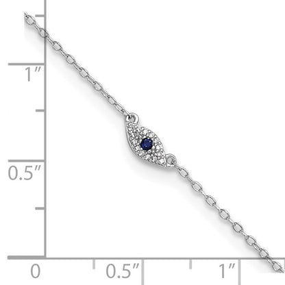 Sterling Silver Rhodium-Plated CZ Eye Anklet