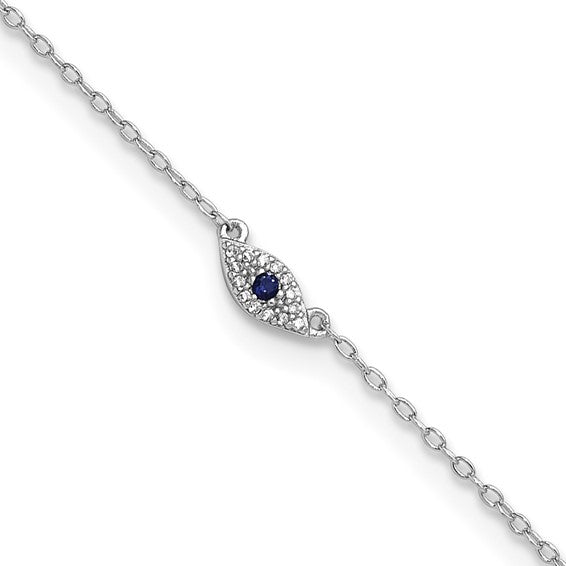 Sterling Silver Rhodium-Plated CZ Eye Anklet