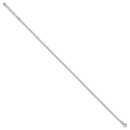 Sterling Silver Rhodium-Plated 2 mm Tennis Anklet