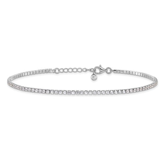 Sterling Silver Rhodium-Plated 2 mm Tennis Anklet