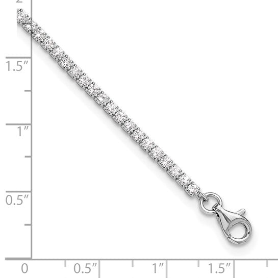 Sterling Silver Rhodium-Plated 2 mm Tennis Anklet