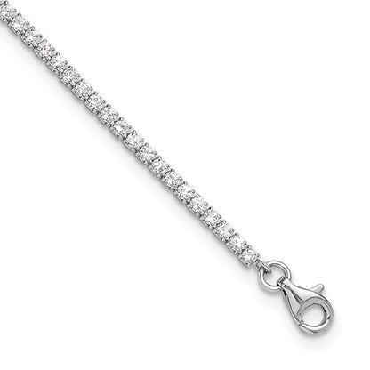 Sterling Silver Rhodium-Plated 2 mm Tennis Anklet