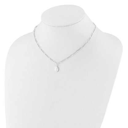 Sterling Silver Rhodium-Plated Miraculous Medallion Link Necklace -16in w/ 2in Extension