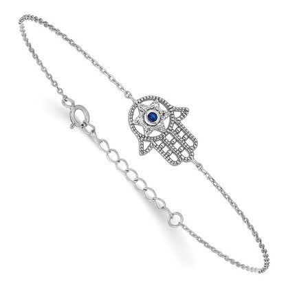 Sterling Silver CZ & Blue Spinel Hamza Necklace & Bracelet Set