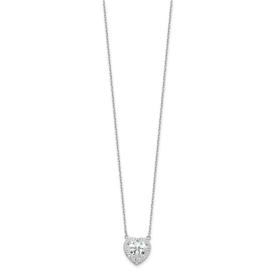 Sterling Silver CZ Heart Necklace