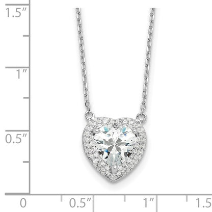 Sterling Silver CZ Heart Necklace