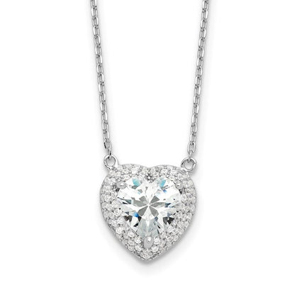 Sterling Silver CZ Heart Necklace