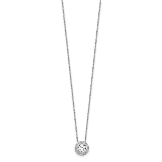 Sterling Silver Rhodium-Plated CZ Solitaire Necklace & Post Earring Set