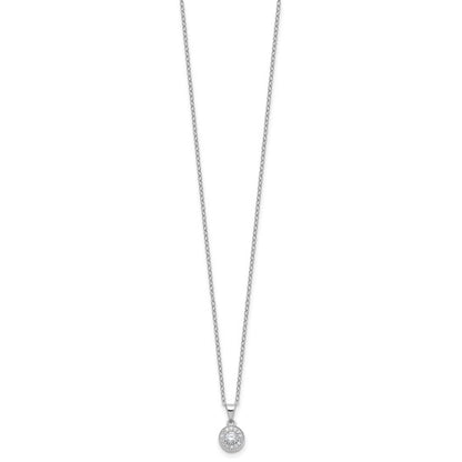 Sterling Silver Rhodium-Plated CZ Solitaire Necklace & Post Earring Set