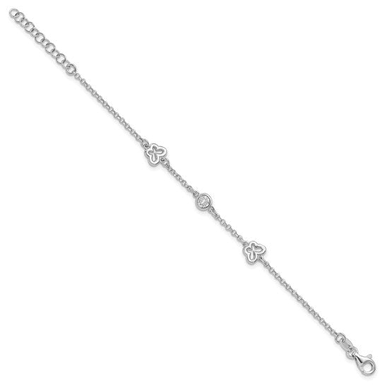 Sterling Silver Rhodium-Plated CZ Butterfly Bracelet