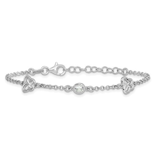 Sterling Silver Rhodium-Plated CZ Butterfly Bracelet