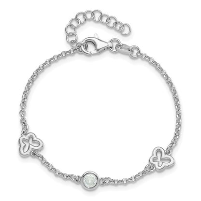 Sterling Silver Rhodium-Plated CZ Butterfly Bracelet