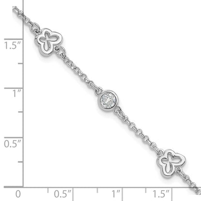 Sterling Silver Rhodium-Plated CZ Butterfly Bracelet