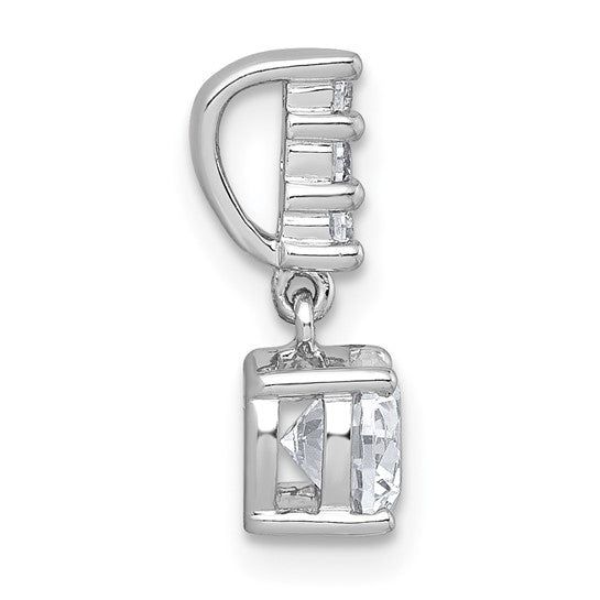 Sterling Silver Rhodium-Plated Round CZ Dangle Pendant