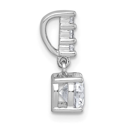 Sterling Silver Rhodium-Plated Round CZ Dangle Pendant