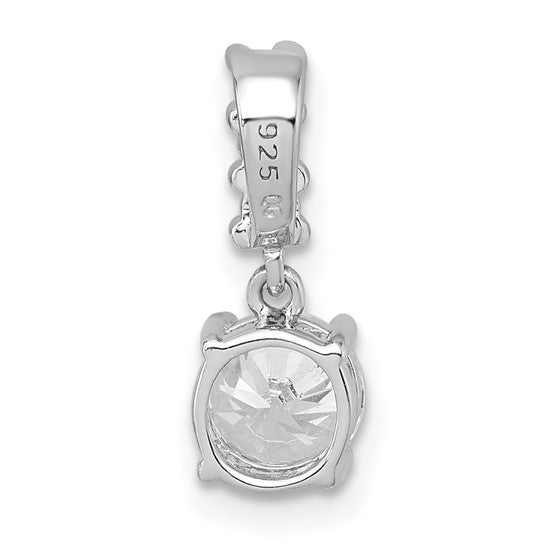 Sterling Silver Rhodium-Plated Round CZ Dangle Pendant