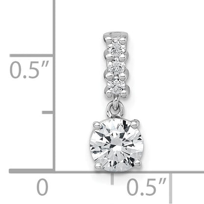 Sterling Silver Rhodium-Plated Round CZ Dangle Pendant