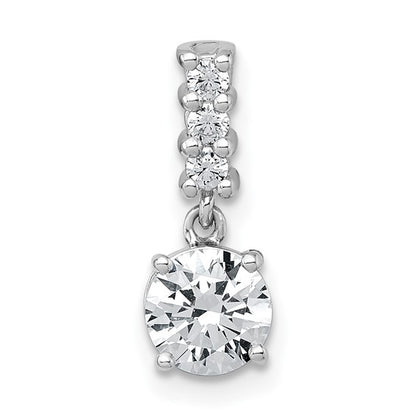 Sterling Silver Rhodium-Plated Round CZ Dangle Pendant