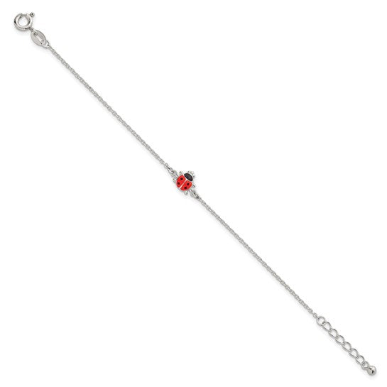 Sterling Silver Children's Enameled Ladybug Bracelet