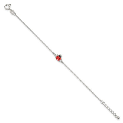 Sterling Silver Children's Enameled Ladybug Bracelet