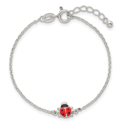 Sterling Silver Children's Enameled Ladybug Bracelet