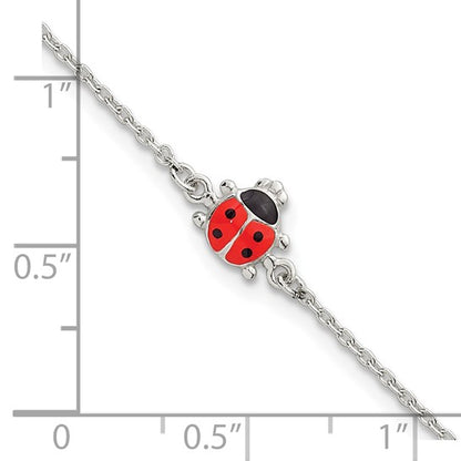 Sterling Silver Children's Enameled Ladybug Bracelet