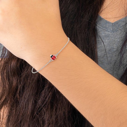 Sterling Silver Children's Enameled Ladybug Bracelet