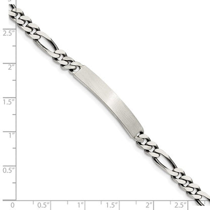 925 Sterling Silver Antiqued Figaro Link ID Bracelet