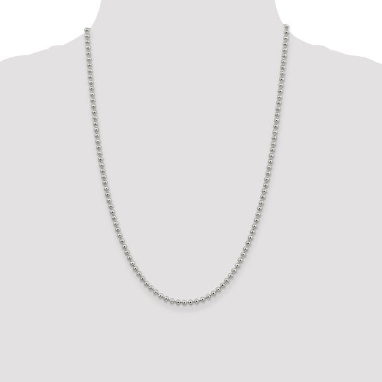 Sterling Silver Beaded Chain - 3.00 mm