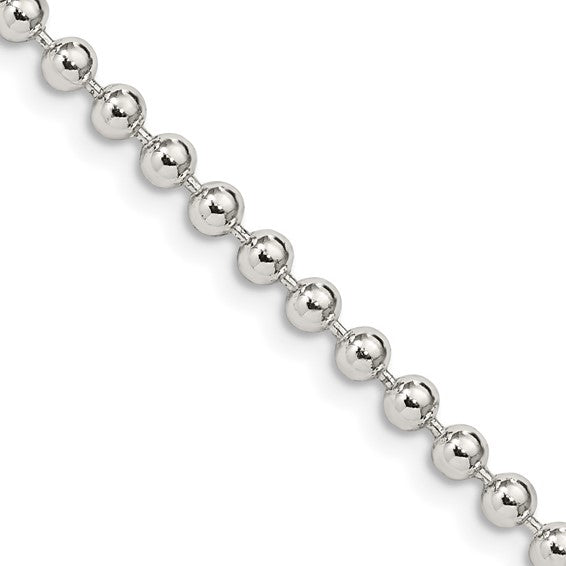 Sterling Silver Beaded Chain - 3.00 mm