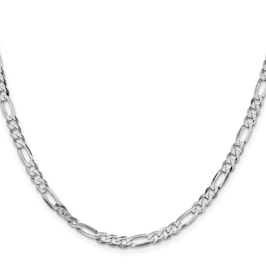 Sterling Silver Rhodium-Plated Lightweight Figaro Link Chains 4.50 mm