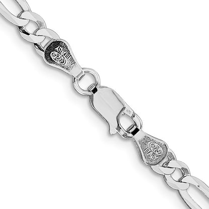 Sterling Silver Rhodium-Plated Lightweight Figaro Link Chains 4.50 mm