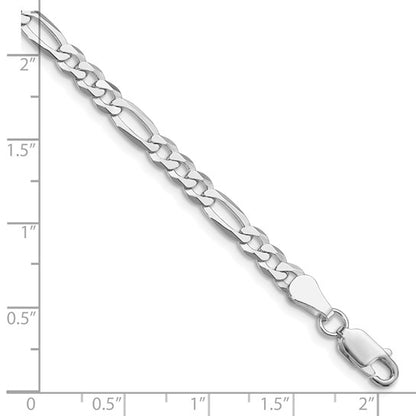 Sterling Silver Rhodium-Plated Lightweight Figaro Link Bracelets 4.50 mm