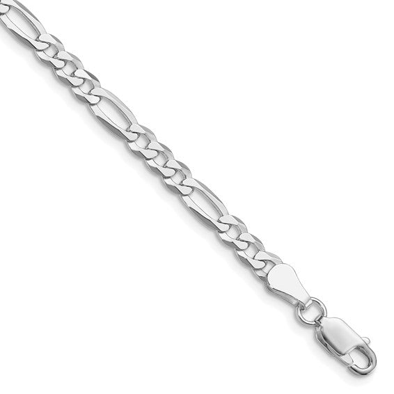 Sterling Silver Rhodium-Plated Lightweight Figaro Link Bracelets 4.50 mm