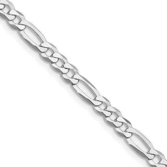 Sterling Silver Rhodium-Plated Lightweight Figaro Link Chains 4.50 mm