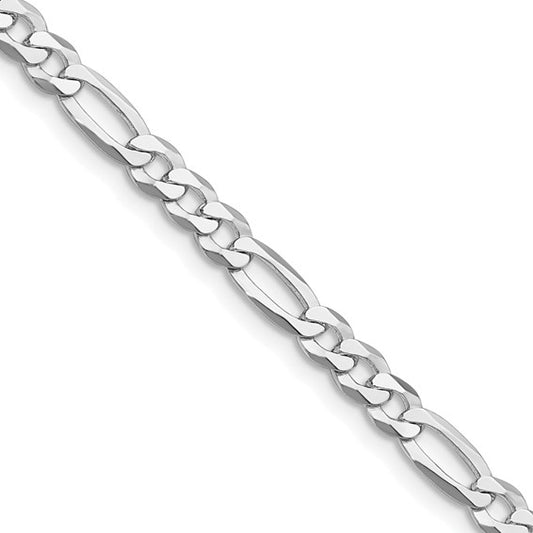 Sterling Silver Rhodium-Plated Lightweight Figaro Link Chains 4.50 mm