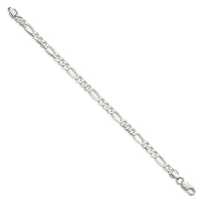 Sterling Silver Rhodium-Plated Lightweight Figaro Link Bracelets 5.50 mm