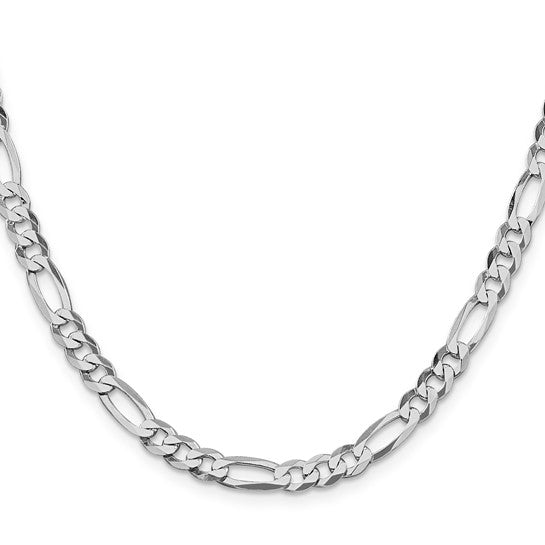 Sterling Silver Rhodium-Plated Lightweight Figaro Link Chains 5.50 mm