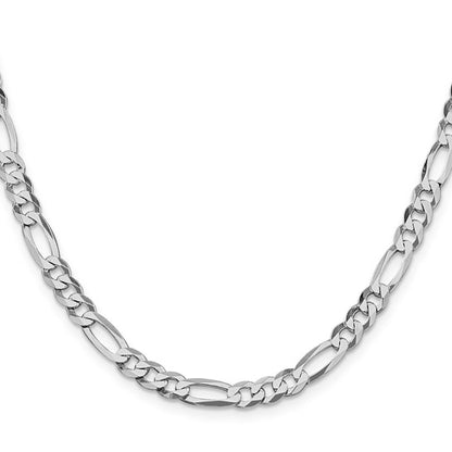Sterling Silver Rhodium-Plated Lightweight Figaro Link Chains 5.50 mm