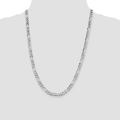 Sterling Silver Rhodium-Plated Lightweight Figaro Link Chains 5.50 mm