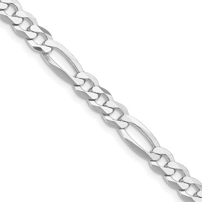 Sterling Silver Rhodium-Plated Lightweight Figaro Link Chains 5.50 mm