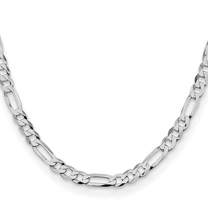 Sterling Silver Rhodium-Plated Lightweight Figaro Link Chains - 7 mm