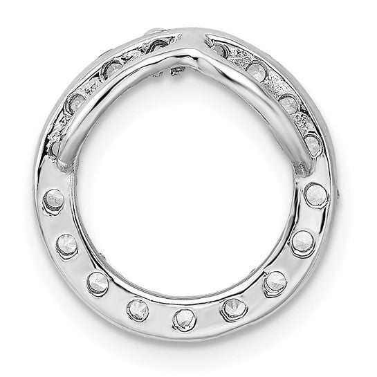 Sterling Silver Rhodium-Plated CZ Circle Slide Pendant