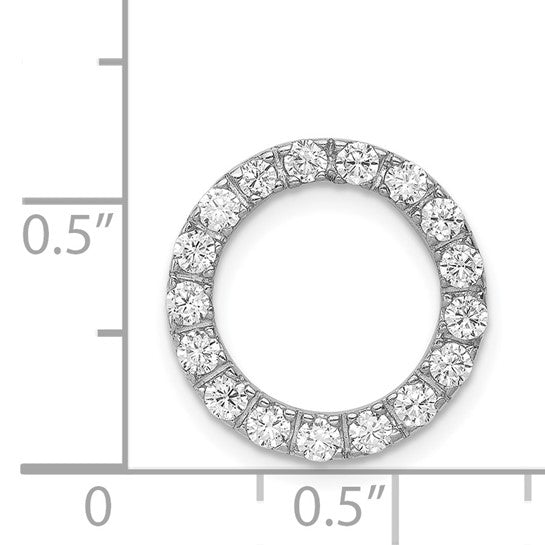 Sterling Silver Rhodium-Plated CZ Circle Slide Pendant