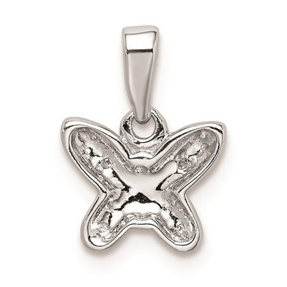 Sterling Silver Rhodium-Plated Diamond Butterfly Charm Pendant