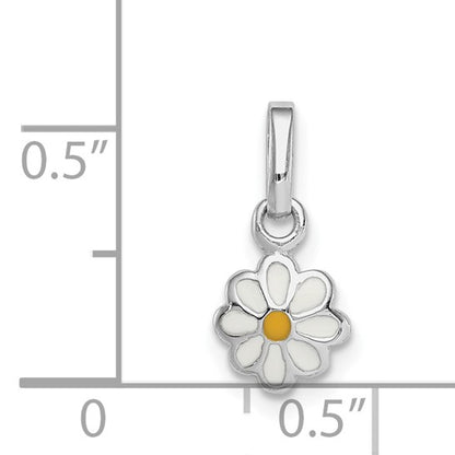 Sterling Silver Yellow & White Enameled Daisy Charm Pendant