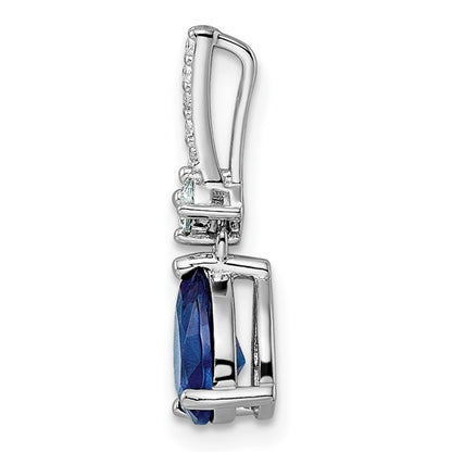 Sterling Silver Blue Glass & CZ Pendant