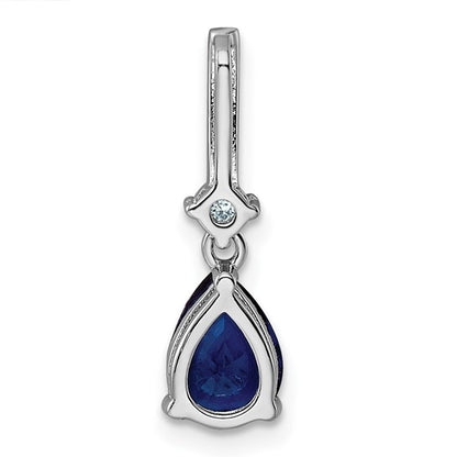 Sterling Silver Blue Glass & CZ Pendant